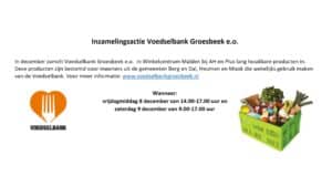 inzamelingsactie voedselbank Groesbeek, Malden en Mook 8 en 9 december 2023